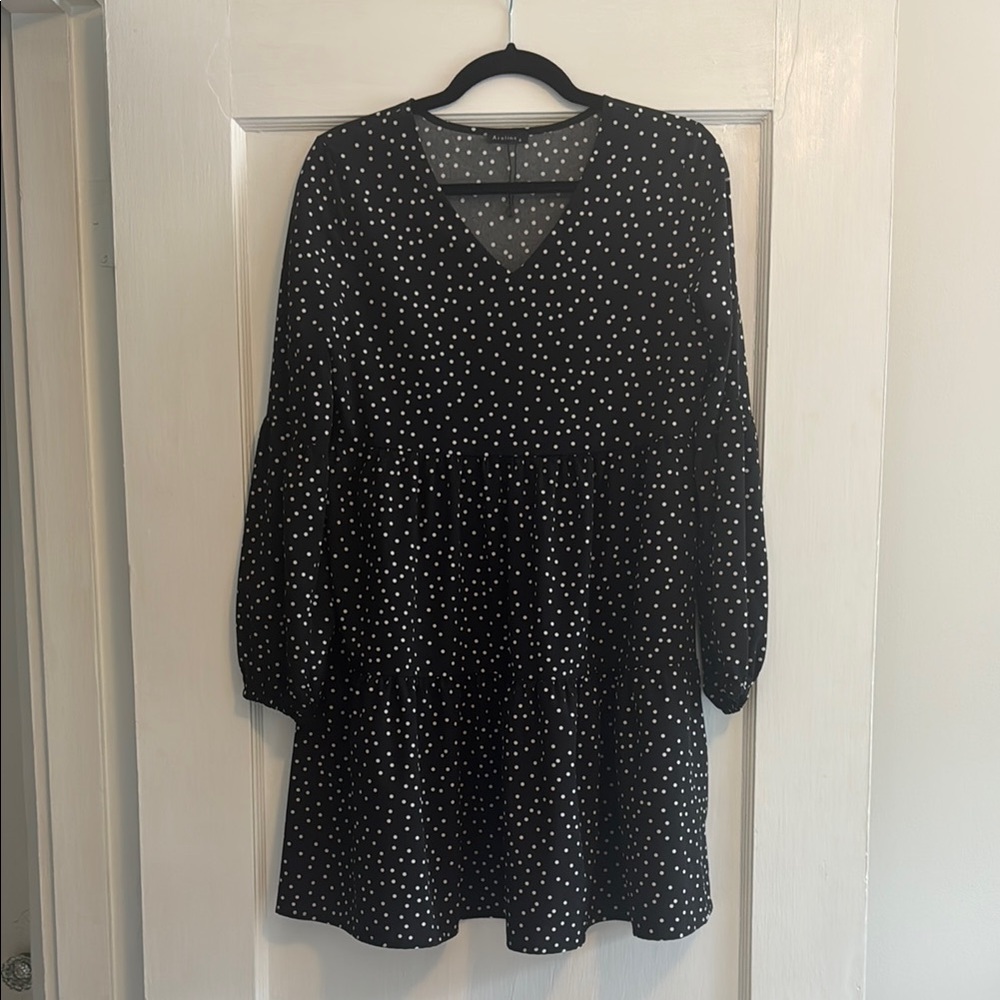 Elegant Black Polka Dot Dress